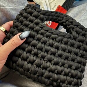 Elegant Black Woven Handbag